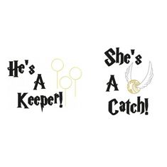 two stickers that say she's a keeper and she's a catch