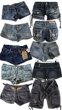 Summer Fashion Y2k, Denim Shorts Outfit Y2k, Y2k Cargo Shorts Outfit, Y2k Short Outfits, Summer Y2k Fits, Low Rise Shorts Outfits Y2k, 2000s Shorts Outfit, Brands For Clothes, Y2k Outfits With Shorts