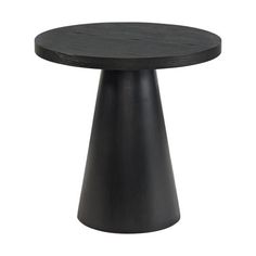 a black table with a wooden top on a white background in front of a white backdrop