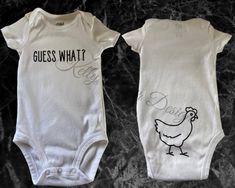 This baby bodysuit is perfect for the new little one! This also makes a perfect baby shower gift,  pregnancy announcement, or going home outfit- you'll be sure to get a laugh! *Please note that while I keep a stock of garments on hand, I may have to order certain sizes. This will increase the handling time by 3-4 days.* *Another note: in an effort to keep costs down for you, the brand of bodysuit being used might change. If you are particular or have requests, please let me know!* Care Instructions: Care Instructions: Wash inside out, cold, with like colors. Do not bleach. If vinyl lifts or wrinkles, press with an iron on highest setting with parchment paper in between. Funny Onsie Ideas, Baby Onsies Ideas Funny, Baby Onsies Ideas, Baby Onesie Gift, Boy Onesies, Funny Onesie, Baby Announcement Pictures, Virtual Baby Shower