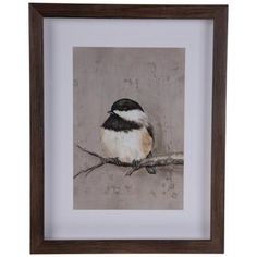 a painting of a bird sitting on a branch