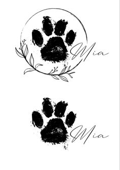 two black and white paw prints with the words mia mia mia mia mia mia mia mia mia