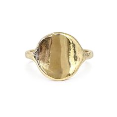 An interpretation of the classic signet ring. Simple and feminine with a fluid feel. Inspired by the artist Georgia O'Keeffe. DETAILS hand cast 14k yellow, white, or rose gold (please select your metal) ½ inch face Please note all sizes in 14k gold are MADE TO ORDER and take 4 weeks to ship. Elegant Hand Forged Open Signet Ring, Minimalist Hammered Rings For Formal Occasions, Elegant Recycled Gold Open Signet Ring, Minimalist Jewelry With Polished Finish And Rounded Edges, Minimalist Jewelry With Polished Rounded Edges, Minimalist Rounded Rings With Polished Finish, Modern Open Signet Ring In Recycled Gold, Minimalist Rounded Jewelry With Smooth Finish, Hand Forged Oval Signet Ring