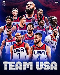 the usa basketball team is shown in this poster