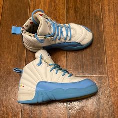 Nike Air Jordan 12 Retro Emoji University Blue - Size 12c Dq4366-114 Please Manage Your Expectations As These Are Not Brand New Shoes Shoes. They Are Preloved So Expect Some Wear. However, They Have So Much More Life Left. Please Examine All Pics And Ask Any Questions You May Have Before Purchasing. *Shoes Come Exactly As Pictured** Blue High-top Sneakers With Round Toe, Casual Blue Mid-top Jordan Shoes, Casual Jordan Shoes With Rubber Sole And Round Toe, Casual Light Blue High-top Jordan Shoes, Casual High-top Non-slip Basketball Shoes, Casual Non-slip High-top Basketball Shoes, Light Blue Casual Jordan Shoes With Boost Midsole, Casual Light Blue Jordan Shoes With Boost Midsole, Sporty Light Blue High-top Sneakers With Round Toe