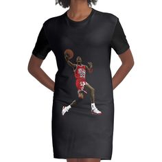 Loose and casual fit jersey t-shirt dress. Printed polyester blend front panel, solid color 100% cotton back/sleeves/rib. Size range XS-2XL. AIR JORDAN Casual Fit, Dress For Sale, Casual Fits, Jersey T Shirt, T Shirt Dress, Air Jordan, Dresses For Sale, Air Jordans, Graphic T Shirt