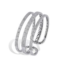 Three Row White Gold Diamond Cuff Bracelet Bracelets Curated by H Diamond Cuff Bracelet, Bracelet Diamond, White Gold Set, Diamond Bracelets, Selling Jewelry, Pave Diamonds, White Gold Diamonds, Cuff Bracelet, Gold Diamond