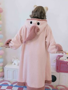 Size 			S 			L 		 		 			Full Length 			112 			115 		 		 			Shoulders 			53 			55.5 		 		 			Bust 			132 			138 		 		 			Sleeve Length 			51 			53 		 		 			Hem Circumference 			228 			234 Cute Hooded Sleepwear, Cute Hooded Sleepwear For Bedtime, Long Sleeve Winter Sleepwear For Home, Winter Long Sleeve Sleepwear For Home, Cute Hooded Sleepwear For Sleepover, Cute Winter Sleepwear For Sleepover, Long Sleeve Winter Nightgown For Loungewear, Winter Long Sleeve Nightgown For Sleepover, Cozy Winter Bedtime Robe