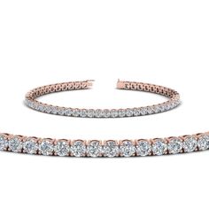 A tennis bracelet is the perfect gift for a woman or young lady. It is a traditional and classic gift, ideal for anniversaries and birthdays and graduations. This stunning womens diamond tennis bracelet is 5 carat and the remarkable tiny round shaped diamonds follow through around the wrist. This gives it a delicate and subtle look. It is durable, light in weight and the beautiful basket prong setting ensures your diamonds are safe and secure. Delight the woman you love or be the woman you want to be with this luxurious yet elegant charming tennis bracelet.   Round cut diamonds of 5 Total Carat Weight with Clarity I1 and Color G-H in a prong setting. Total Number Of Stones:- 50 The diamond bracelet is also available with your choice of precious gemstones and metals. Free Shipping Open Cuff Bracelet, Classic Bracelets, Diamond Tennis Bracelet, Rose Gold Engagement, Rose Gold Metal, Tennis Bracelet Diamond, Best Diamond, Rose Gold Engagement Ring, Diamond Bracelets