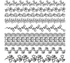 a set of hand drawn doodles with flowers and swirls on white background stock illustration