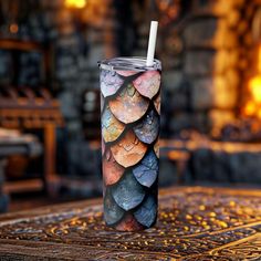 Dragon Scale 20oz Skinny Tumbler, Insulated Stainless Steel Water Bottle, Eco-Friendly Gift for Dragon Lovers, Reusable with Straw - Chromatic Safari - - Mystical Dragon, Legendary Dragons, Mythical Dragons, Taper Design, Tumbler Stickers, Scale Pattern, Dragon Lover, Dragon Scale, Scale Design