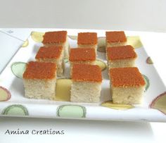 several pieces of cake sitting on a plate