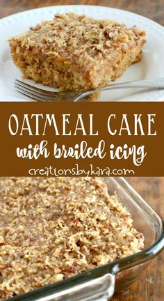 oatmeal cake with broiled icing in a glass dish