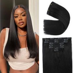 Clip In Hair Extensions Real Human Hair Clip In Hair Extensions 120g Straight Clip Ins 100% Unprocessed Full Head Human Hair Brazilian Remy Human Hair Clip In Hair Extensions 8pcs Double Weft Handmade Per Set With 18clips (14 Inch, #1b Natural Black) Hair Extensions Black Women, Extensions Black Women, Hair Extensions Black, Clip In Hair Pieces, Black Hair Extensions, Real Human Hair Extensions, Human Hair Clip Ins, Remy Human Hair Extensions, Quality Hair Extensions