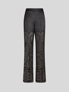 Palazzo trousers with a wide straight leg and pressed crease. This silk-blend jacquard model features a placed floral paisley design with an ornamental trim.• Loose fit • Elasticated waist• Side pockets• Made in Italy• The model is 5’10” (178 cm) tall and wears a size 40 (IT)
• 54% silk, 46% polyester Poncho Jacket, Palazzo Trousers, Model Features, Best Wallet, Suit Shirts, Fragrance Collection, Socks And Tights, Paisley Design, Tie And Pocket Square