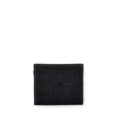 Lightweight wallet made from indigo-dyed denim. Four card slots at the interior. Engraved snapped closure. Casual Bifold Wallets With Coin Pocket, Casual Bifold Wallet With Coin Pocket, Casual Bifold Wallet For Everyday Use, Casual Rectangular Wallet With Coin Pocket, Casual Trifold Wallets For Everyday Use, Casual Trifold Wallet, Casual Everyday Trifold Wallet With Card Slots, Casual Bifold Wallet With Card Slots, Casual Black Wallet With Pockets