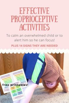 a young child is crawling on the floor with an ad for effective proprictive activities