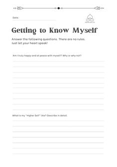 the writing paper for getting to know myself