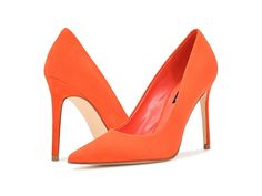 Nine West Fresh - High Heels : Orange Suede : With every step follows fashion and comfort with the Nine West Fresh Heels. Leather upper. Slip on construction. Stiletto-toe silhouette. Man-made lining, insole, and outsole. Stiletto heel. Imported. Measurements: Heel Height: 4 1 4 in Weight: 8 oz Product measurements were taken using size 9, width M. Please note that measurements may vary by size. Weight of footwear is based on a single item, not a pair. Formal Orange Heels With Removable Insole, Orange High Heels For Work, Orange Heels For Work, Orange Heels For Workwear, Orange Pointed Toe Heels For Work, Chic Orange Heels For Workwear, Chic Orange Heels For Work, Formal Fitted Orange Heels, Orange High Heels