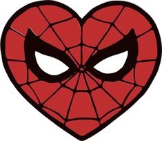 a heart shaped spiderman face with eyes