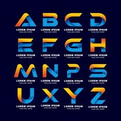 an alphabet set with different colors and font styles on a dark background illustration in the style of modern art