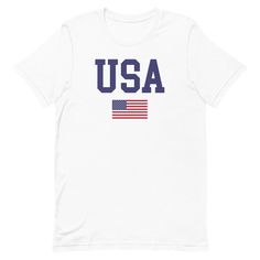 USA T-Shirt Men's Women's Kids' Patriotic American Flag tee. A great gift idea for proud Americans! 4th of July, Independence Day, Memorial Day and Veterans Day Gifts! I Love America patriotic American flag shirt This t-shirt is everything you've dreamed of and more. It feels soft and lightweight, with the right amount of stretch. It's comfortable and flattering for all.  A few customers have found that this t-shirt is on the smallish  side. If you frequently find that your t-shirt size is on th Outlaw Women, Veterans Day Gifts, Love America, I Love America, American Flag Shirt, Flag Shirt, Veterans Day, Usa Flag, Shoulder Taping