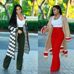 CARDI A.💚, CARDI B.❤️ OR BOTH 💚❤️? Swipe left and comment your favorite cardigan and high waist pant look. #FullyClothedAndKillingIt www.msblingbling.com Lady Outfits, Mode Kimono, Classy Fits, Corporate Fashion, Fashionably Late, Professional Attire, Red Pants, Online Fashion Store, Pinterest Fashion