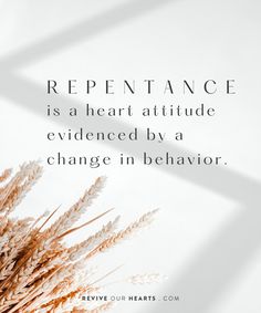 an image with the words repentance is a heart attitude evidence by a change in behavior