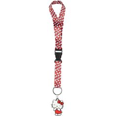 Add a touch of kawaii to your everyday essentials with the Sanrio Hello Kitty All-Over Print Wristlet Strap Lanyard! This adorable lanyard features a charming all-over print of Hello Kitty, great for keeping your keys or small accessories secure and stylish. The lanyard measures 11" and includes a 3" removable keychain section, making it versatile and convenient. The removable rubber Hello Kitty charm showcases our favorite character in a cute pose, adding a playful element to your look. Made fr Hello Kitty Charm, Friends Cafe, Lanyard For Keys, Cute Stationary School Supplies, Cute Pose, Key Lanyard, Stationary School, Cute Stationary, Sewing Party