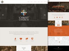 the wordpress website for christ church is displayed in three different colors and font styles