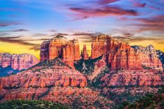 the red rocks and mountains in sedona, arizona at sunset - stock photo - images