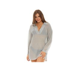 You'll be ready for the beach in style wearing this women's mesh swim-cover-up tunic by Jordan Taylor.Finding the perfect fit and size for women's clothing requires basic measurements of your chest, waist, hips and inseam. Use this guide to learn more about sizing and everything Kohl's has to offer in women's fashion. Textured fabric blend Polo collar with V-neck Long bell sleevesFIT & SIZING Longer tunic lengthFABRIC & CARE Nylon, spandex Hand wash Size: Small. Color: Silver. Gender: female. Ag Casual Sheer Beach Cover-up, Casual Sheer Cover-up For Beach, Sheer Tops For Beach Season, Summer Mesh Cover-up For Beach Season, Summer Sheer Tops For Beach Season, Sheer Summer Top For Beach Cover-up, Sheer Tops For Beach Season Vacation, Sheer Summer Top For Beach, Mesh Swimwear Beach Cover-up For Beach Season