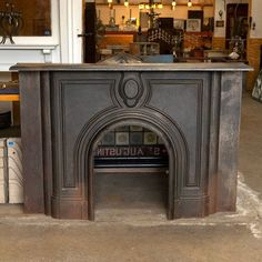 an old fashioned fireplace in a store