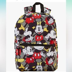 Disney Mickey Mouse Backpack 16 Inch Nwt This 16 Inch All Over Print Mickey Mouse Backpack (16 X 11 X 5.5 In.) Has A Front Zip Pocket In Classic Red, Yellow & White Mickey Colors. Back To School Gifts For Kids, Spiderman Backpack, Disney Backpack, Boys Backpack, Mickey Mouse Bag, Art Backpack, Mickey Mouse Backpack, Minnie Mouse Backpack, Kids School Backpack