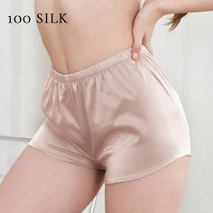 Awulook Women Silk Pajama Short/Pantie/Sleepwear Feminine Silk Sleepwear, Silk Nightwear Romantic Short, Satin Sleepwear Shorts, Silk Pyjama Set Shorts, Luxury Silk Sleepwear For Relaxation, Silk Leggings, Silk Pajamas Shorts, Legging Court, Silk Shorts