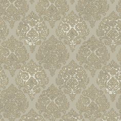 a beige and white wallpaper with an ornate design