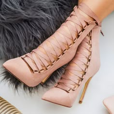 Ribbon Lace ups Charcoal Palette, Kasut Tumit Tinggi, Hak Tinggi, Autumn Shoes Women, Autumn Shoes, Stiletto Heels Boots, Women Boot, Lace Up High Heels, Women High Heels