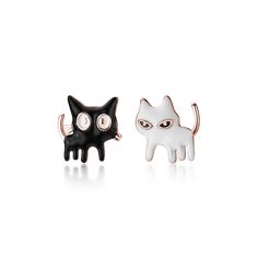 PRICES MAY VARY. MATERIAL: Except for the black white cat, all other metal of these Halloween cat earrings is made of genuine 925 Sterling Silver, including earrings posts and the whole earrings. These sterling silver earrings are electroplated with genuine Rhodium/Rose Gold, which is Hypoallergenic, Lead-free, Nickel-free, Cadmium-free and don't turn your skin green. SIZE: The total length is about 1cm/0.4in. Its weight is about 1.2g/pair. Made of 925 sterling silver, it is lightweight and no p Earrings Funny, Cat Stud Earrings, Stud Earrings Black, Black White Cat, Cat Earrings Studs, Sterling Silver Cat, Cute Gift Boxes, No Pressure, Silver Cat