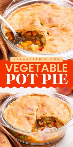 Easy to make a comfort food recipe! This Vegetable Pot Pie recipe features a creamy and savory veggie filling and a flaky pie crust. It is a vegetarian recipe that you can easily make vegan and gluten-free. Pin this cozy dinner idea! Vegan Pot Pie Recipe, Vegetable Pot Pie, Veggie Pot Pie, Vegan Pot Pies, Vegetable Pot Pies, Veggies Recipes, Turkey Pot, Weeknight Recipes, Turkey Pot Pie