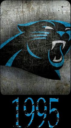 an old metal sign with the word panther in blue and black on it's side