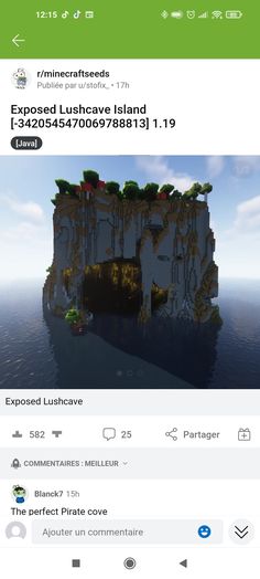 an image of a floating island in the middle of the ocean with text on it