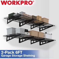 2 - pack 6ft garage storage shelving unit with two boxes and one box