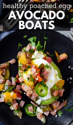 A poached egg avocado boat on a plate. Avocado Poached Egg, Avocado Boats, Fresco Cheese, Queso Fresco Cheese, Egg Avocado, A Healthy Breakfast, Dinner On A Budget, Light Bites, Stuffed Avocado Healthy