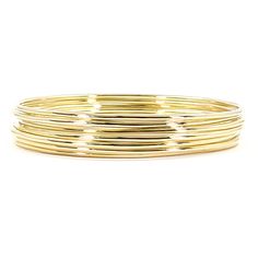 14 Karat yellow gold solid rounded seminario bangle with 2.5 inch interior diameter. Finished weight is 5.6 Grams. Wire Bangles, Solid Yellow, Free Gifts, Bangles, Gems, Yellow Gold, Yellow, Gold