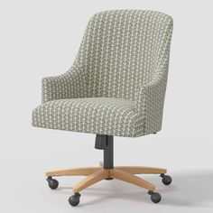 Santa Monica Office Chair Kale Gingham Taupe Cream - Threshold™ Designed With Studio Mcgee : Target Upholstered Office Chair On Wheels, Patterned Office Chair, James Beck, Target Desk, Coastal Home Office, Sunroom Office, Coastal Office, Office Green, Upholstered Office Chair