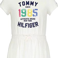 A Great Quality And Super Easy Girls Dress. Can Be Great For Many Occasions! White Cotton Tommy Hilfiger Dress, Easy Girls Dress, Tommy Hilfiger Jumper, Blue Jean Dress, Cute White Dress, Tommy Hilfiger Baby, Denim Jean Dress, Tommy Hilfiger Girl, Girls Blue Dress