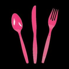 PartyGlowz Barbie Party Decorations, Plastic Utensils, Plastic Forks, Plastic Cutlery, Dirty Dishes, Plastic Spoons, Cutlery Sets, Barbie Party, Birthday Board