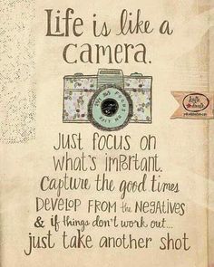 an old photo with the words life is like a camera