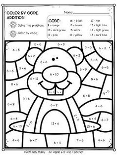 the color by code addition worksheet for kids