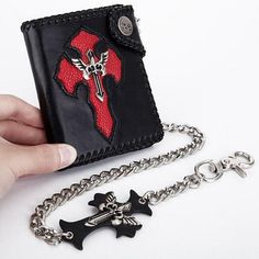 Wallet Cross Wallet With Chain, Biker Wallet, Men Wallet, Retro Punk, Pu Leather Wallet, Short Wallet, Genuine Leather Wallets